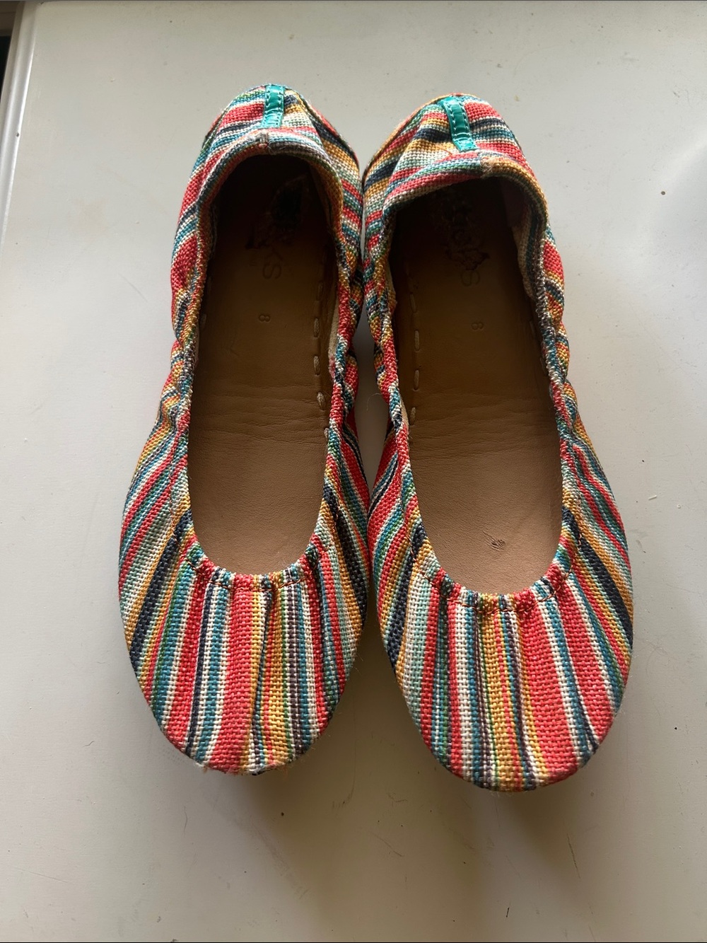 Tieks by Gavrieli Multicolor Sunset Striped Canvas Ballet Flats Vegan